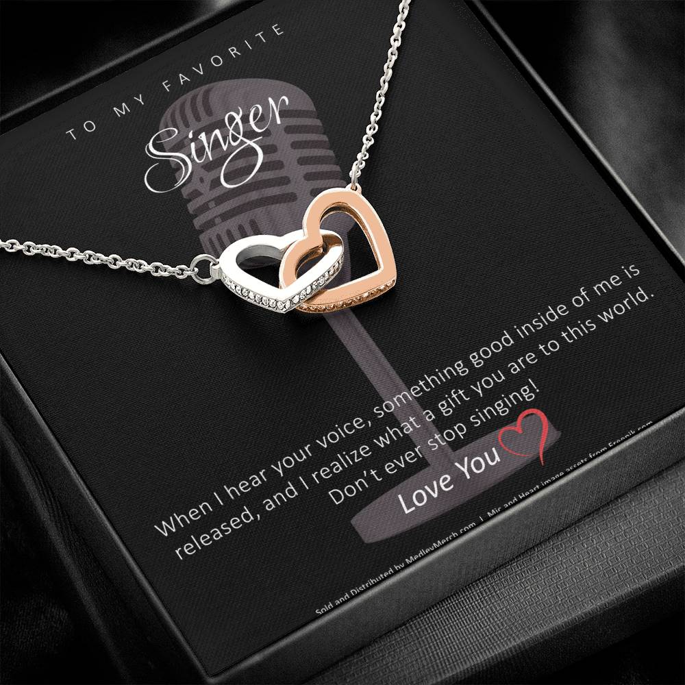 Favorite Singer Interlocking Hearts Necklace, Valentine's Day Gift for Her, Gift for Singer