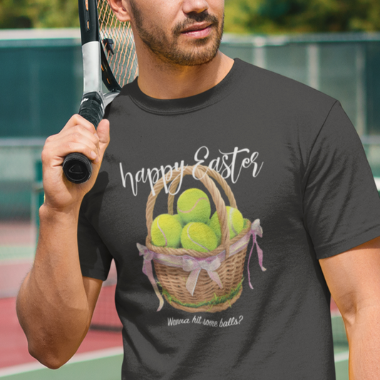 Happy Easter Tennis T-shirt, Gift for Sports Fans and Tennis Players, Bella+Canvas 3001 Tee