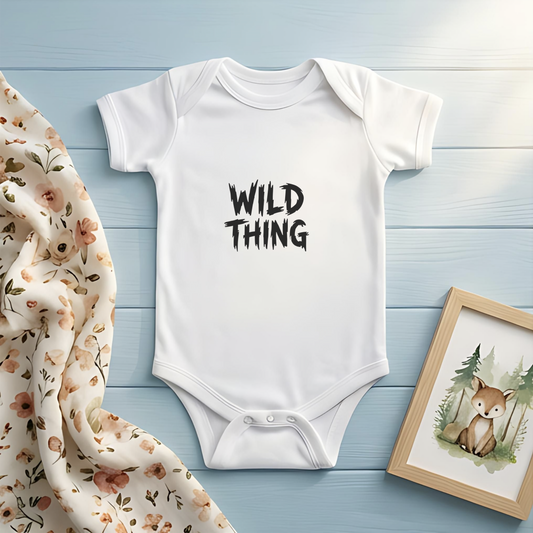 Wild Thing Baby Bodysuit, New Mom Gift, Funny Infant Onesie, Retro Rock Baby Shower Present AnywherePOD
