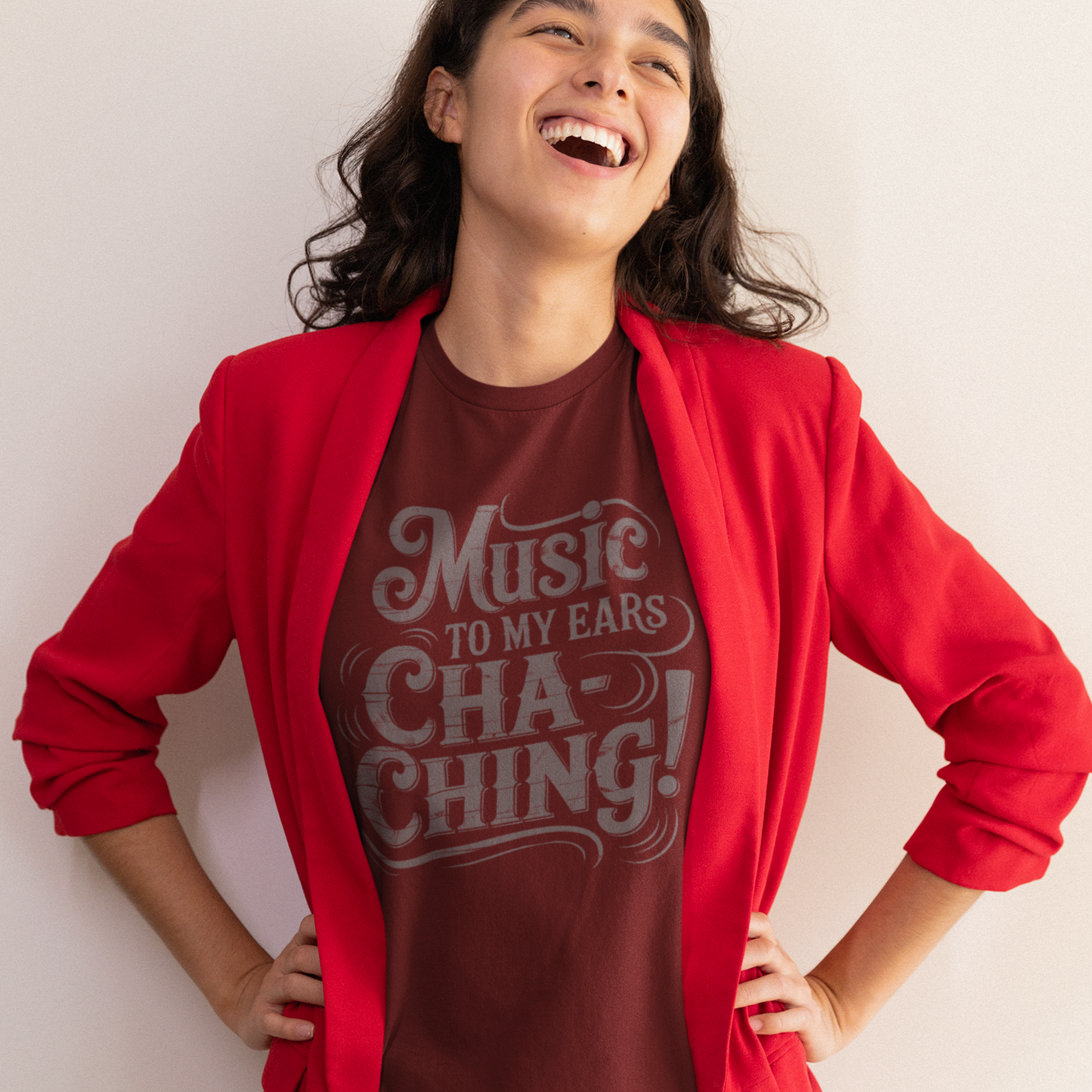 Cha-Ching! Music To My Ears T-shirt with Vintage Distressed Design, Gift for Business Grads, Entrpreneurs, Musicians and Retailers