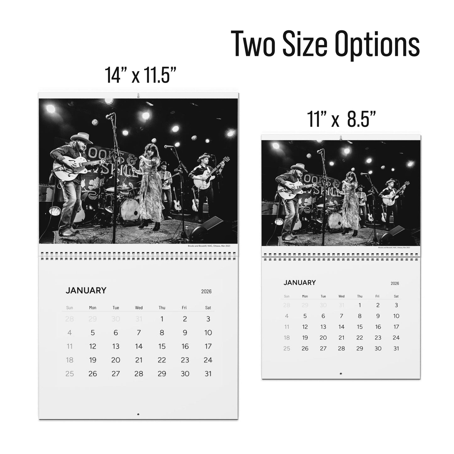 Live Music Wall Calendar sizes