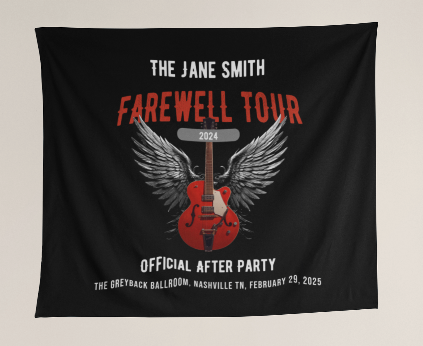 Personalized Retirement Wall Tapestry, FAREWELL TOUR Music-themed Party Backdrop for co-workers, teachers, and family, Indoor Wall Decor AnywherePOD
