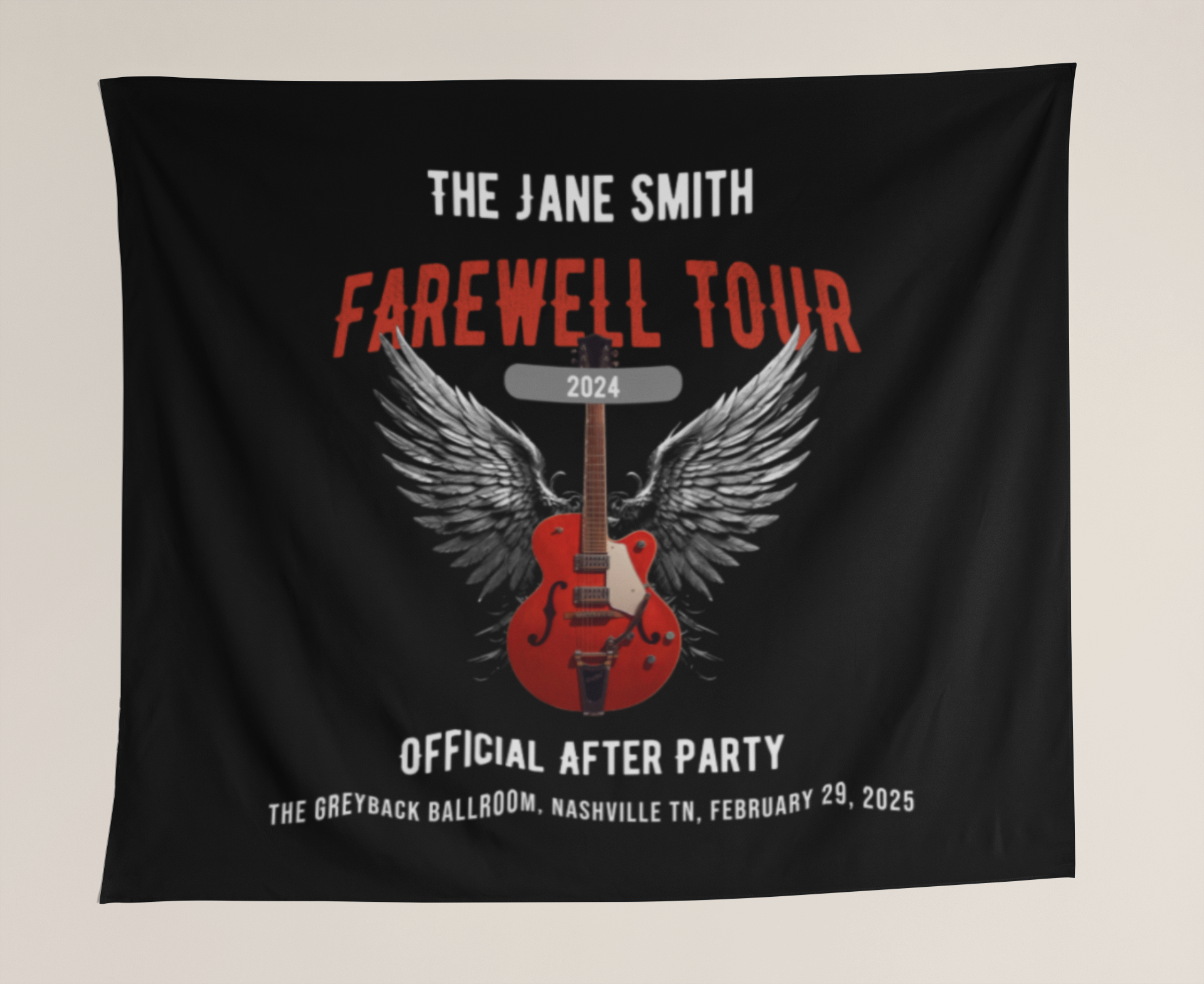 Personalized Retirement Wall Tapestry, FAREWELL TOUR Music-themed Party Backdrop for co-workers, teachers, and family, Indoor Wall Decor AnywherePOD