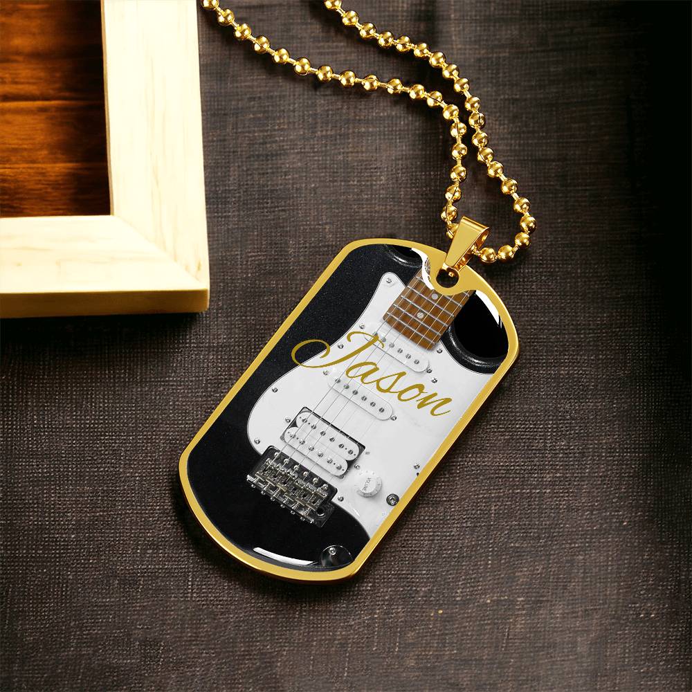 Electric Guitar Personalized Guitar Dog Tag Necklace for Music Lovers, Unique Guitarist Gift, Custom Jewelry, Musician Keepsake AnywherePOD