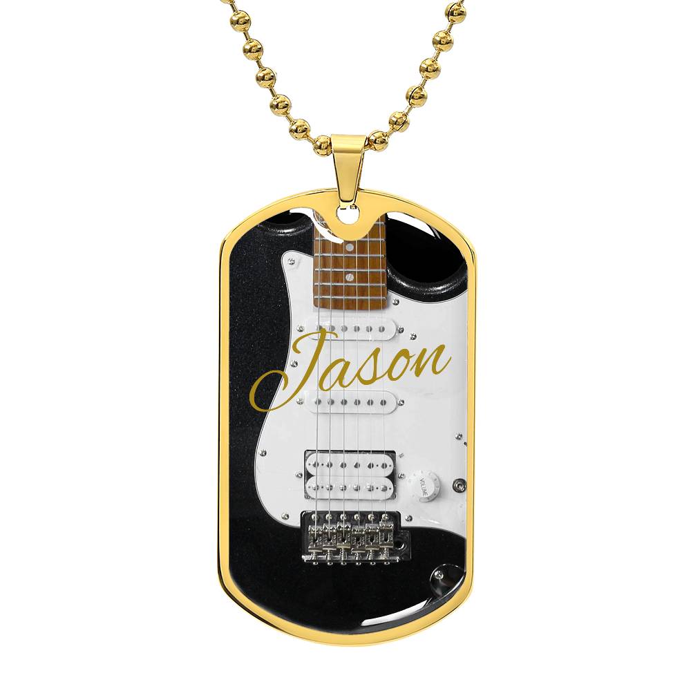 Electric Guitar Personalized Guitar Dog Tag Necklace for Music Lovers, Unique Guitarist Gift, Custom Jewelry, Musician Keepsake AnywherePOD