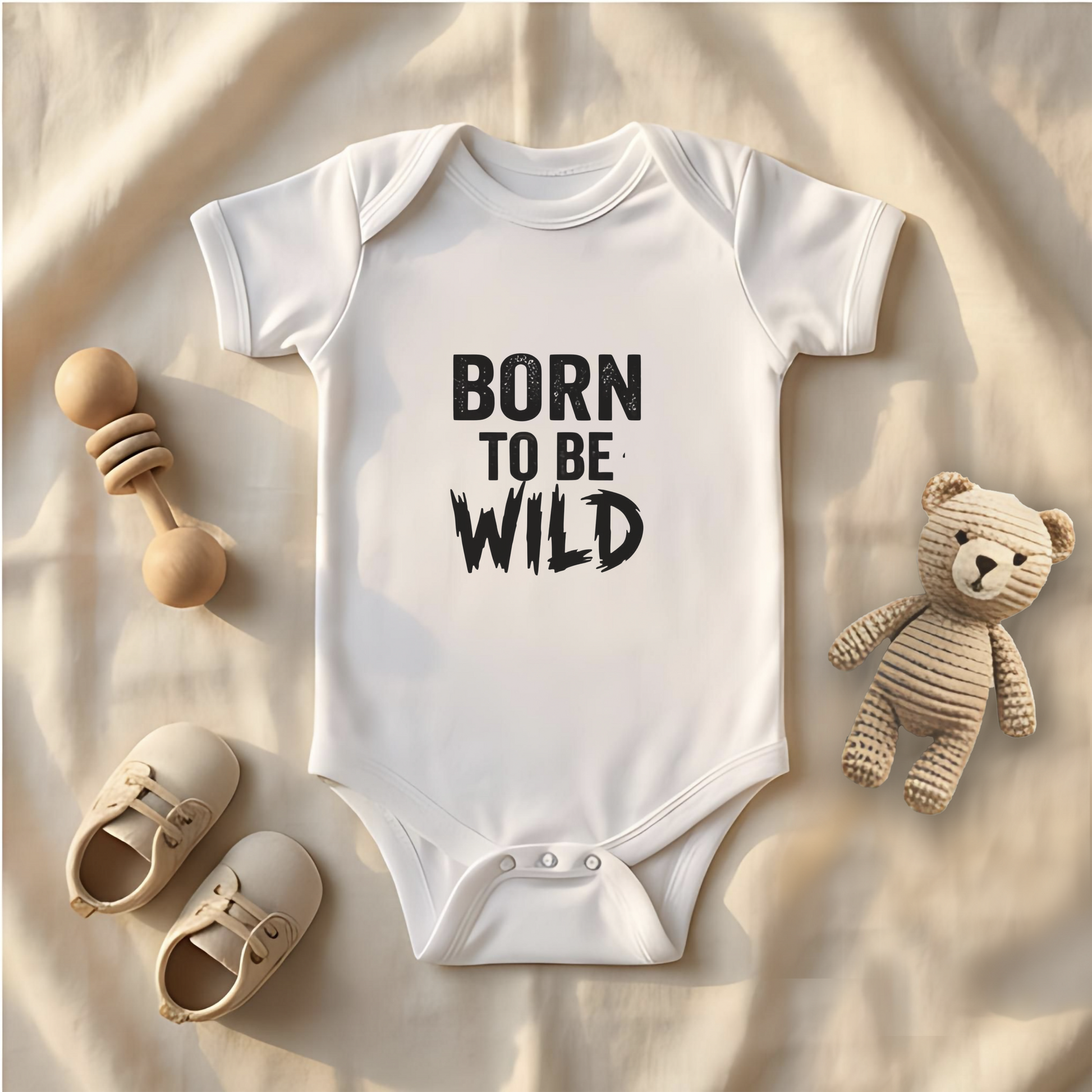 Born to be Wild Baby Bodysuit, New Mom Gift, Funny Infant Onesie, Retro Rock Baby Shower Present AnywherePOD