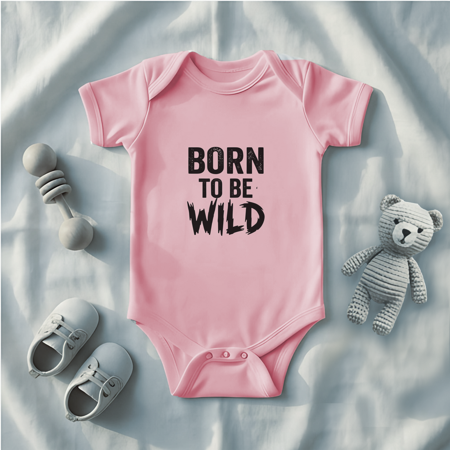 Born to be Wild Baby Bodysuit, New Mom Gift, Funny Infant Onesie, Retro Rock Baby Shower Present AnywherePOD