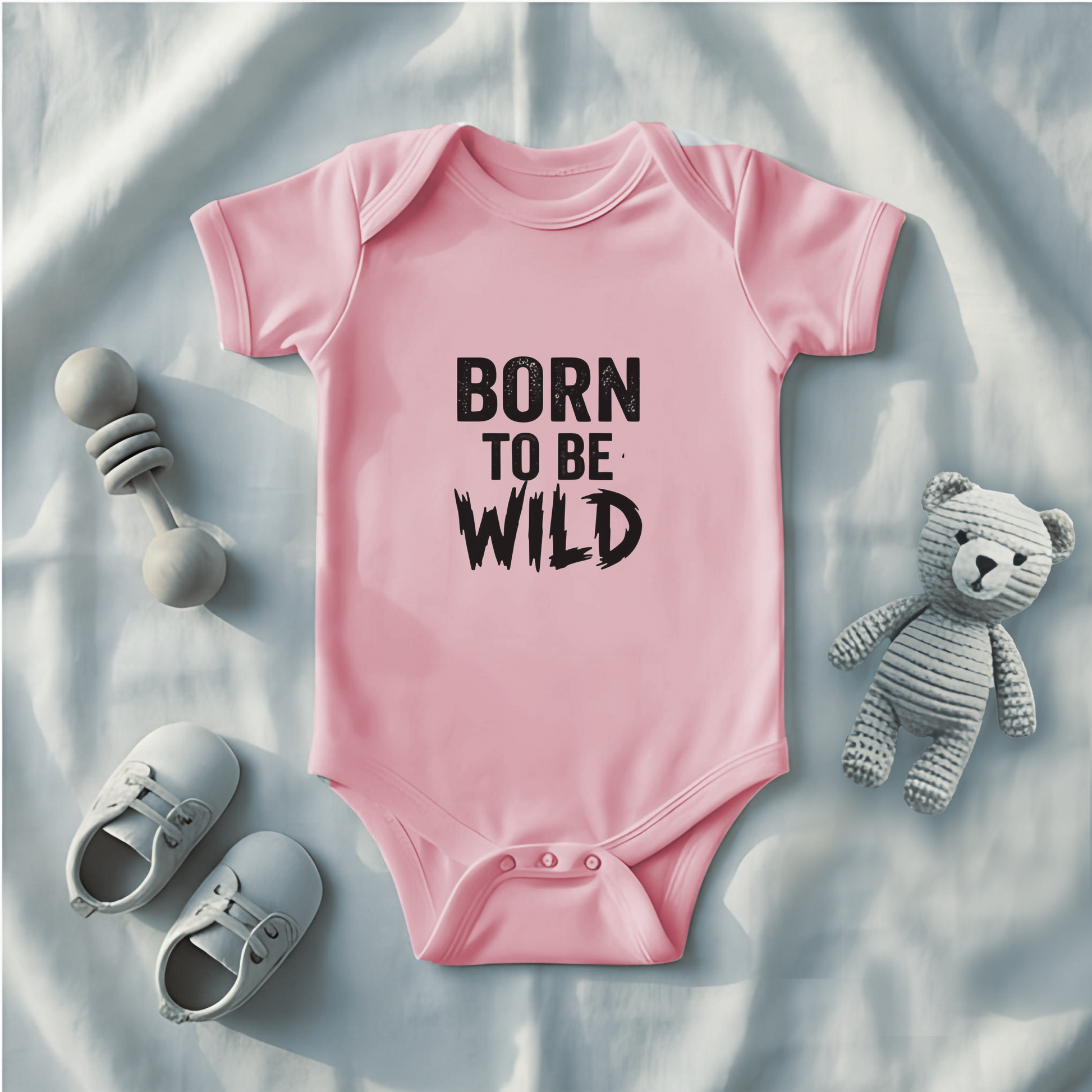 Born to be Wild Baby Bodysuit, New Mom Gift, Funny Infant Onesie, Retro Rock Baby Shower Present AnywherePOD