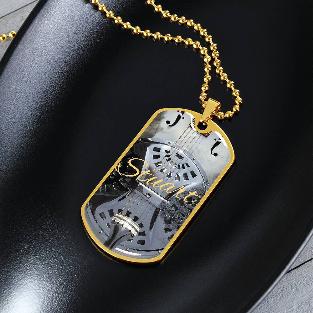 Dobro Guitar Personalized Guitar Dog Tag Necklace for Music Lovers, Unique Guitarist Gift, Custom Jewelry, Musician Keepsake AnywherePOD