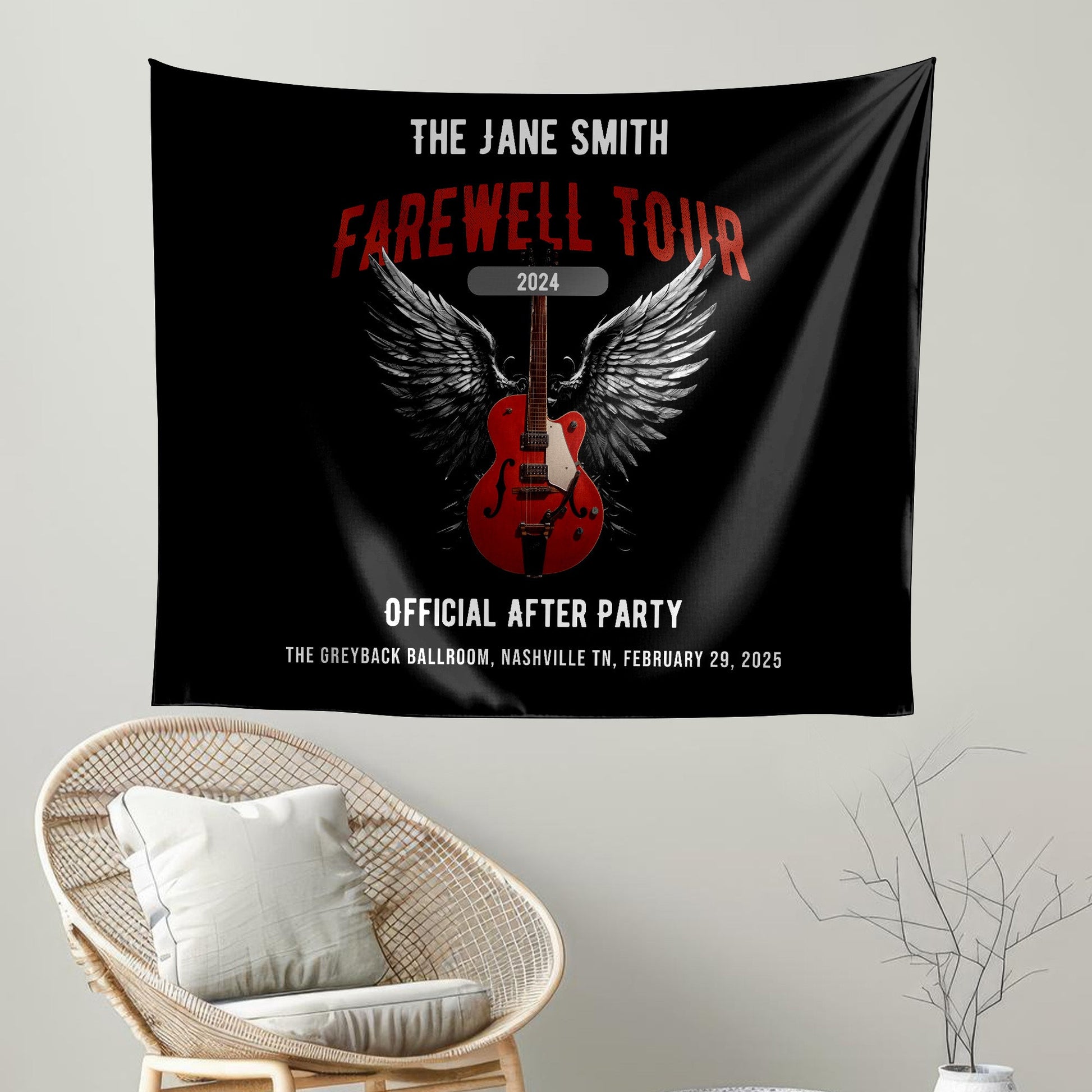 Personalized Retirement Wall Tapestry, FAREWELL TOUR Music-themed Party Backdrop for co-workers, teachers, and family, Indoor Wall Decor AnywherePOD