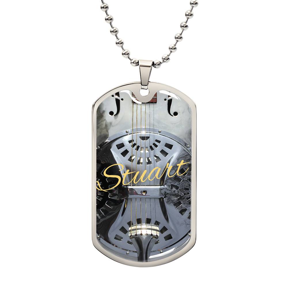 Dobro Guitar Personalized Guitar Dog Tag Necklace for Music Lovers, Unique Guitarist Gift, Custom Jewelry, Musician Keepsake AnywherePOD