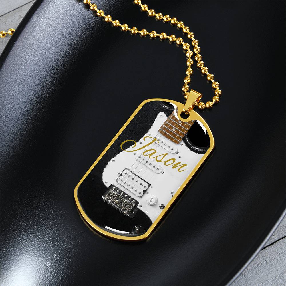 Electric Guitar Personalized Guitar Dog Tag Necklace for Music Lovers, Unique Guitarist Gift, Custom Jewelry, Musician Keepsake AnywherePOD