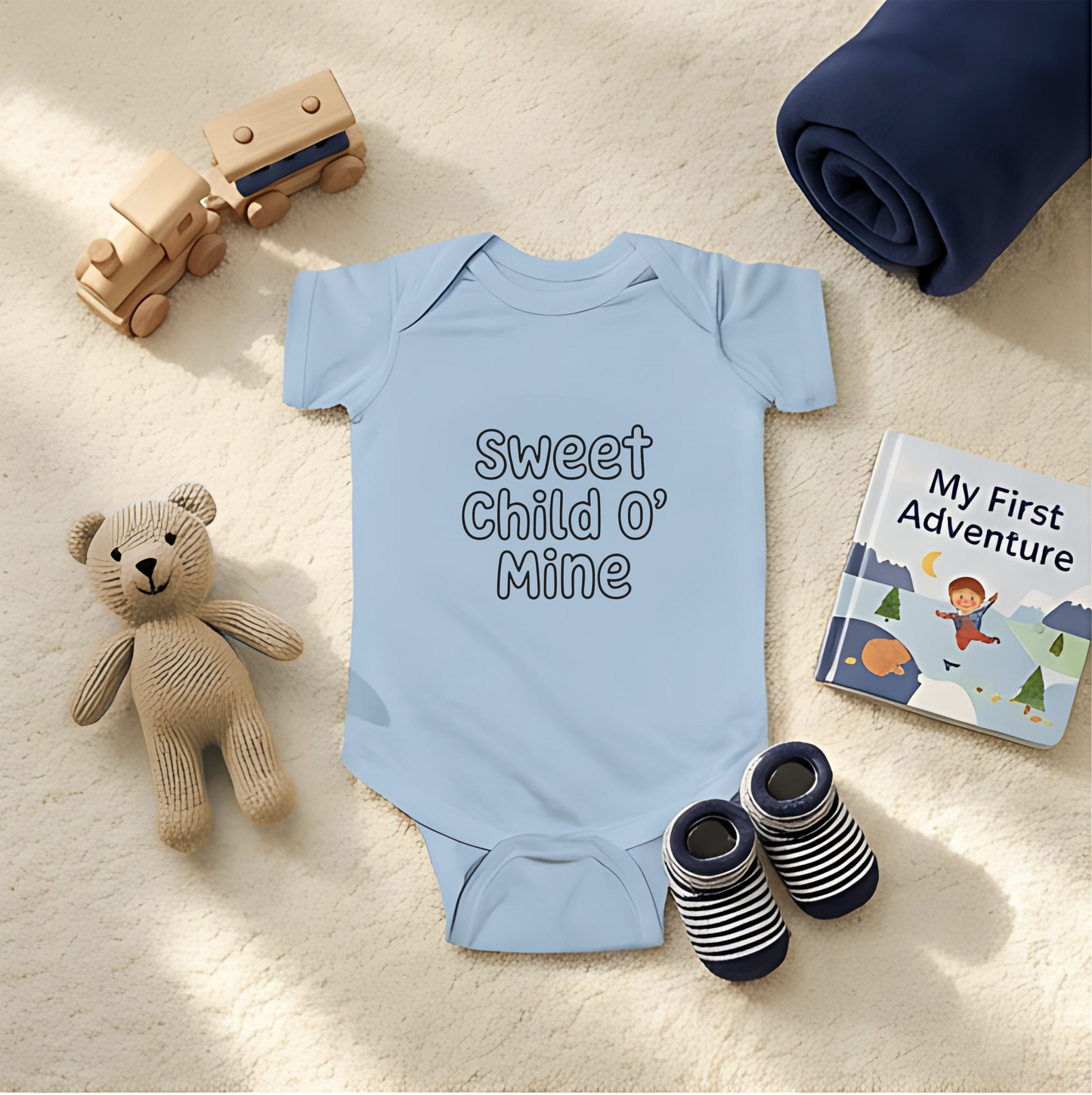 Sweet Child O' Mine Baby Bodysuit, New Mom Gift, Funny Infant Onesie, Retro Rock Baby Shower Present AnywherePOD