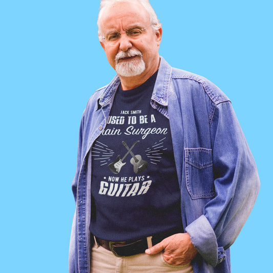 Personalized Retirement Guitar T-Shirt mock up model