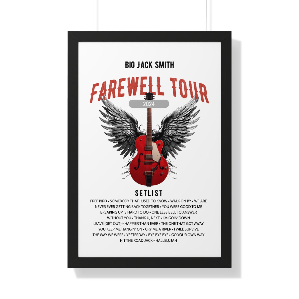 Personalized Retirement Framed Farewell Tour Poster, 4 sizes, white or black MDF wood frame and acrylic, gift for musician/music fan