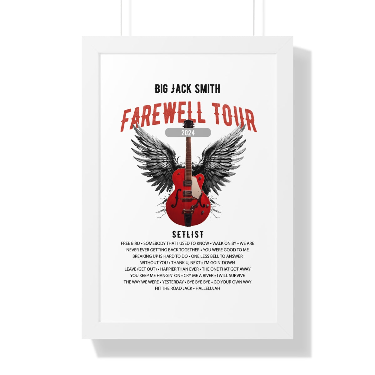 Personalized Retirement Framed Farewell Tour Poster, 4 sizes, white or black MDF wood frame and acrylic, gift for musician/music fan