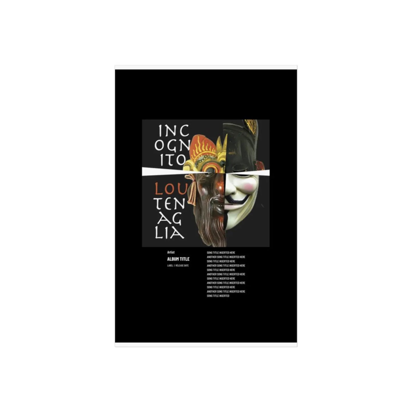 Custom Favorite Album Cover Poster, Music Fan Gift, Personalized Fine Art, Quality Printed Frameable Wall Art Decor for Vinyl Record Collector