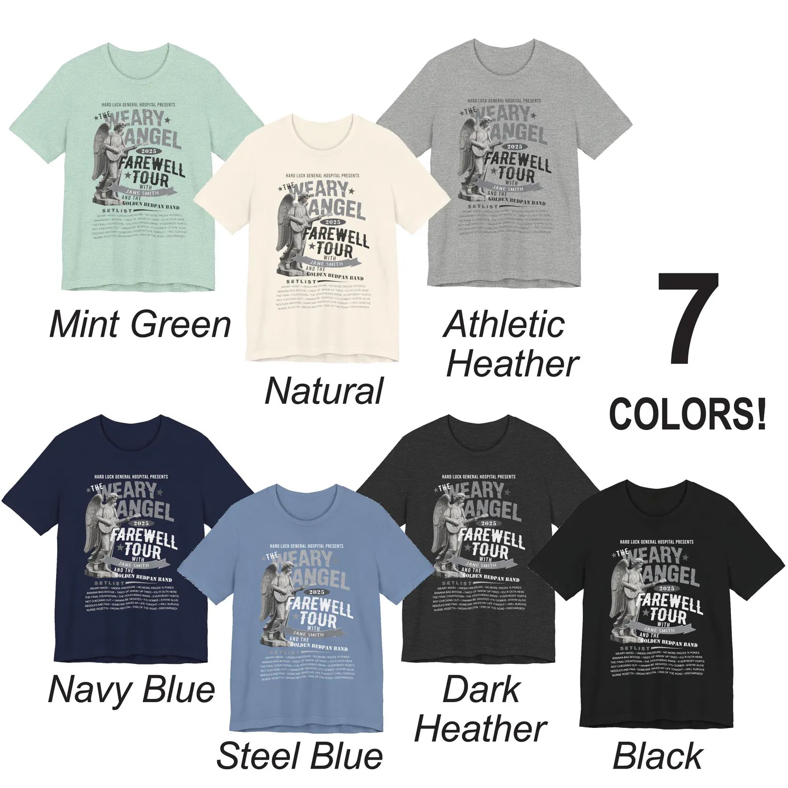 Personalized Nurse Retirement FAREWELL TOUR T-Shirt, Weary Angel Funny Rock-themed Music Fan Gift, Custom Shirt for Health Care Retiree AnywherePOD