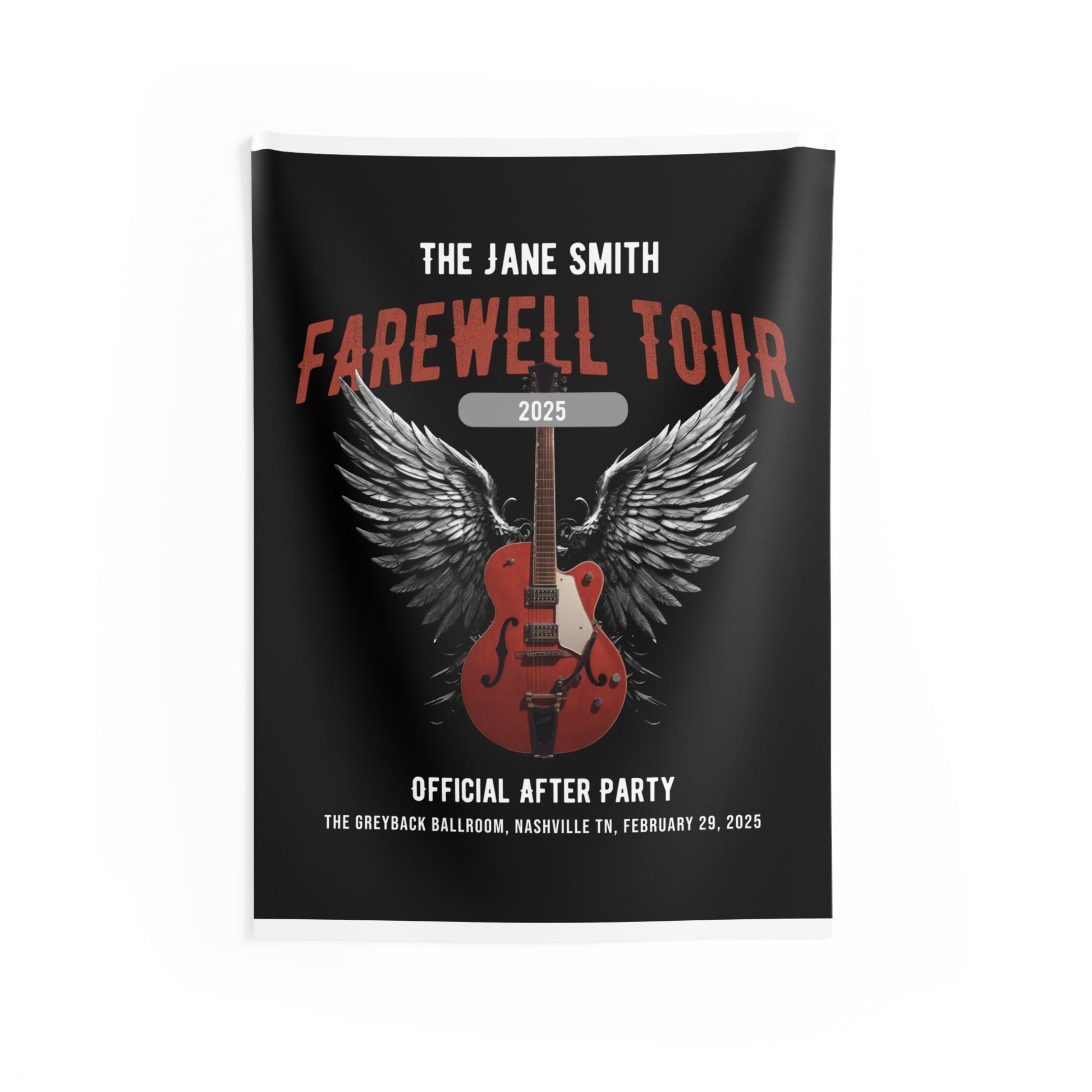 Personalized Retirement Wall Tapestry, FAREWELL TOUR Music-themed Party Backdrop for co-workers, teachers, and family, Indoor Wall Decor AnywherePOD