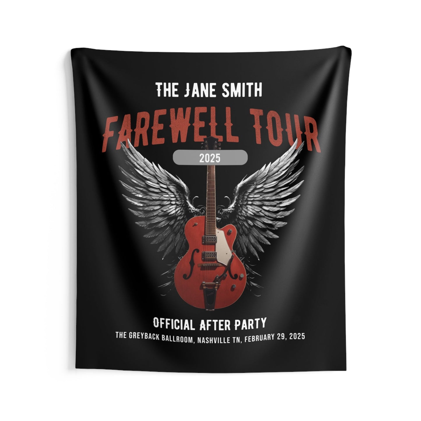 Personalized Retirement Wall Tapestry, FAREWELL TOUR Music-themed Party Backdrop for co-workers, teachers, and family, Indoor Wall Decor AnywherePOD