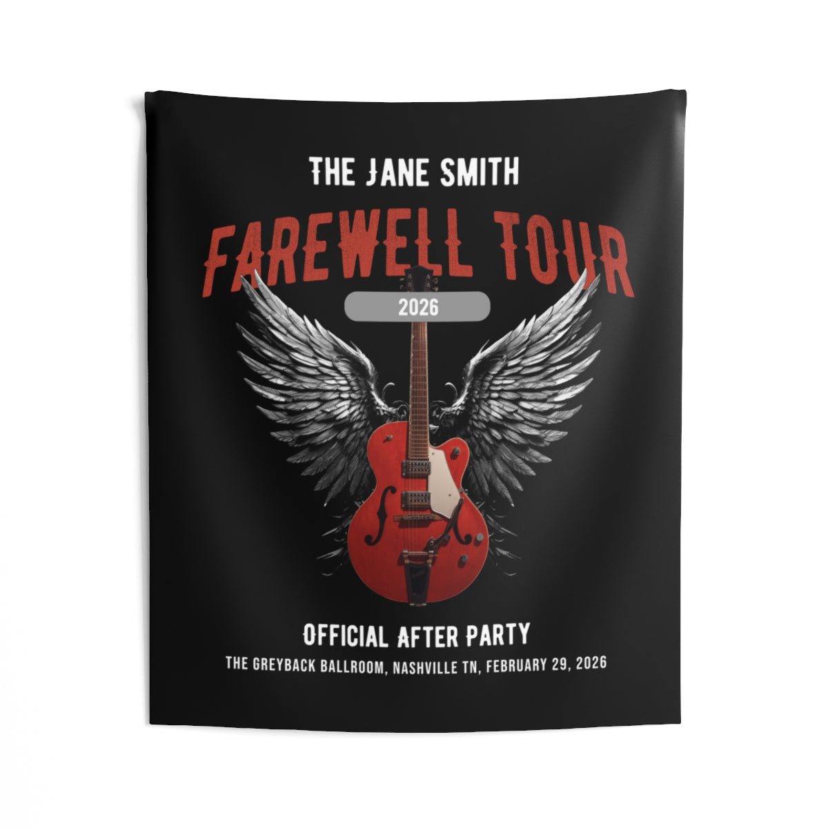 Personalized Retirement Wall Tapestry, FAREWELL TOUR Music-themed Party Backdrop for co-workers, teachers, and family, Indoor Wall Decor AnywherePOD