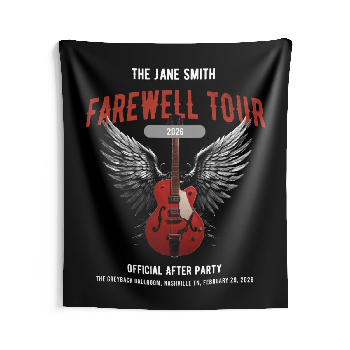 Personalized Retirement Wall Tapestry, FAREWELL TOUR Music-themed Party Backdrop for co-workers, teachers, and family, Indoor Wall Decor AnywherePOD