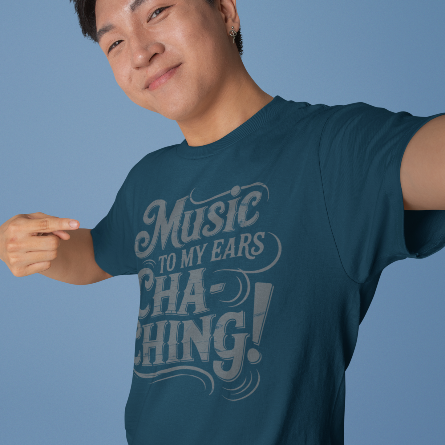 Cha-Ching! Music To My Ears T-shirt with Vintage Distressed Design, Gift for Business Grads, Entrpreneurs, Musicians and Retailers