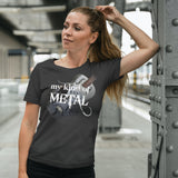 My Kind of METAL Organic Bella+Canvas 3001 T-Shirt, Dobro all-metal guitar, 3 dark colors solid and heather