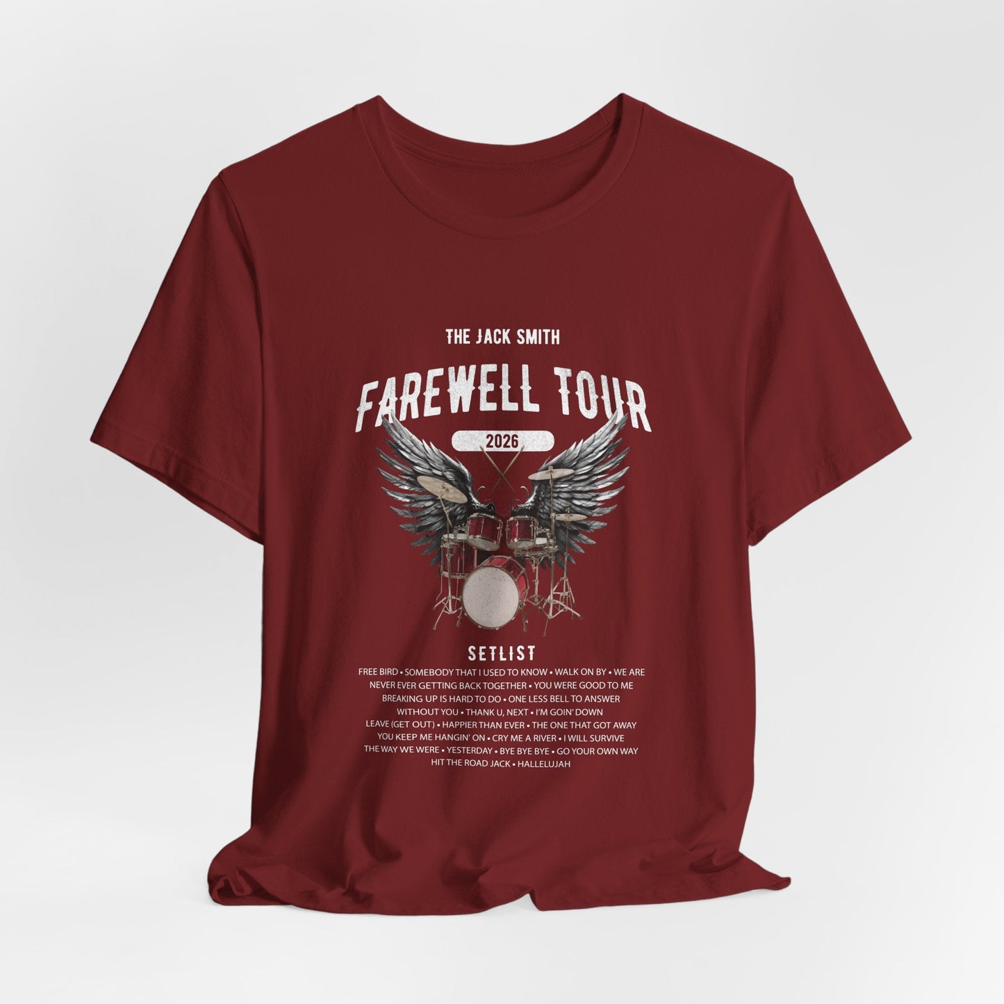 Personalized Retirement FAREWELL TOUR T-Shirt, RED Drum kit, Music Fan Gift, Funny Custom Shirt for Retiree AnywherePOD