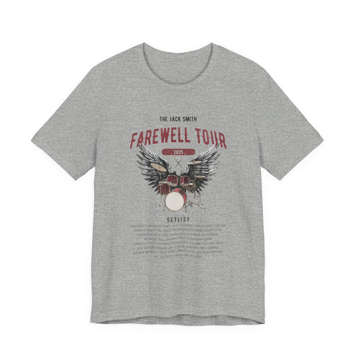 Personalized Retirement FAREWELL TOUR T-Shirt, RED Drum kit, Music Fan Gift, Funny Custom Shirt for Retiree AnywherePOD