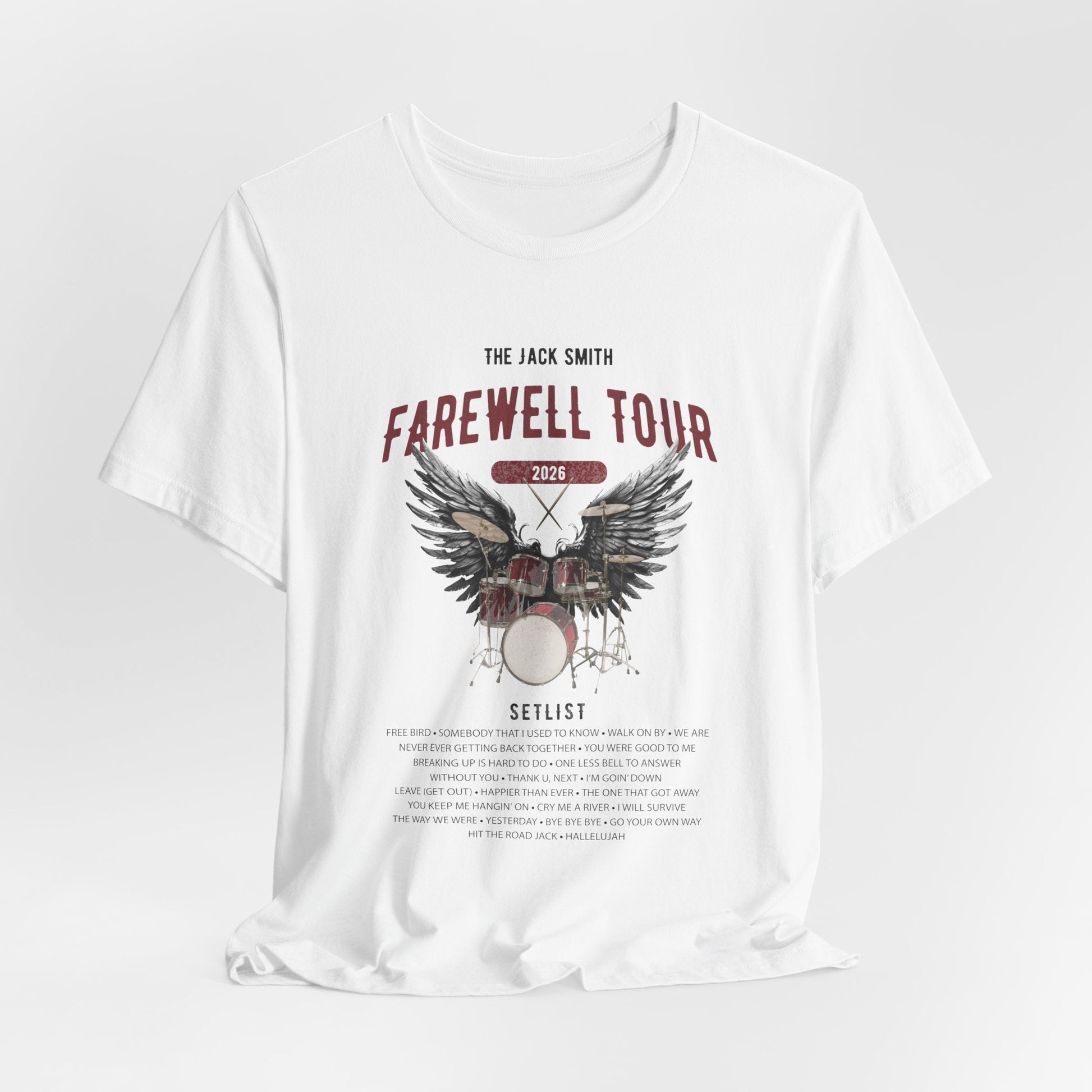Personalized Retirement FAREWELL TOUR T-Shirt, RED Drum kit, Music Fan Gift, Funny Custom Shirt for Retiree AnywherePOD
