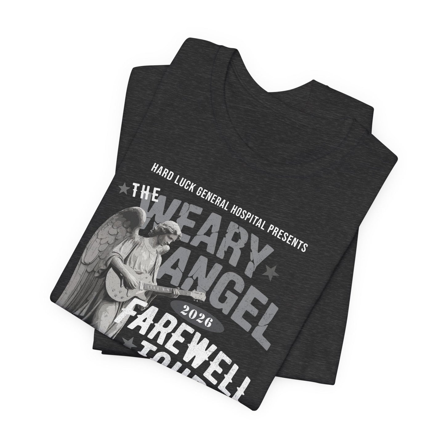 Personalized Nurse Retirement FAREWELL TOUR T-Shirt, Weary Angel Funny Rock-themed Music Fan Gift, Custom Shirt for Health Care Retiree AnywherePOD