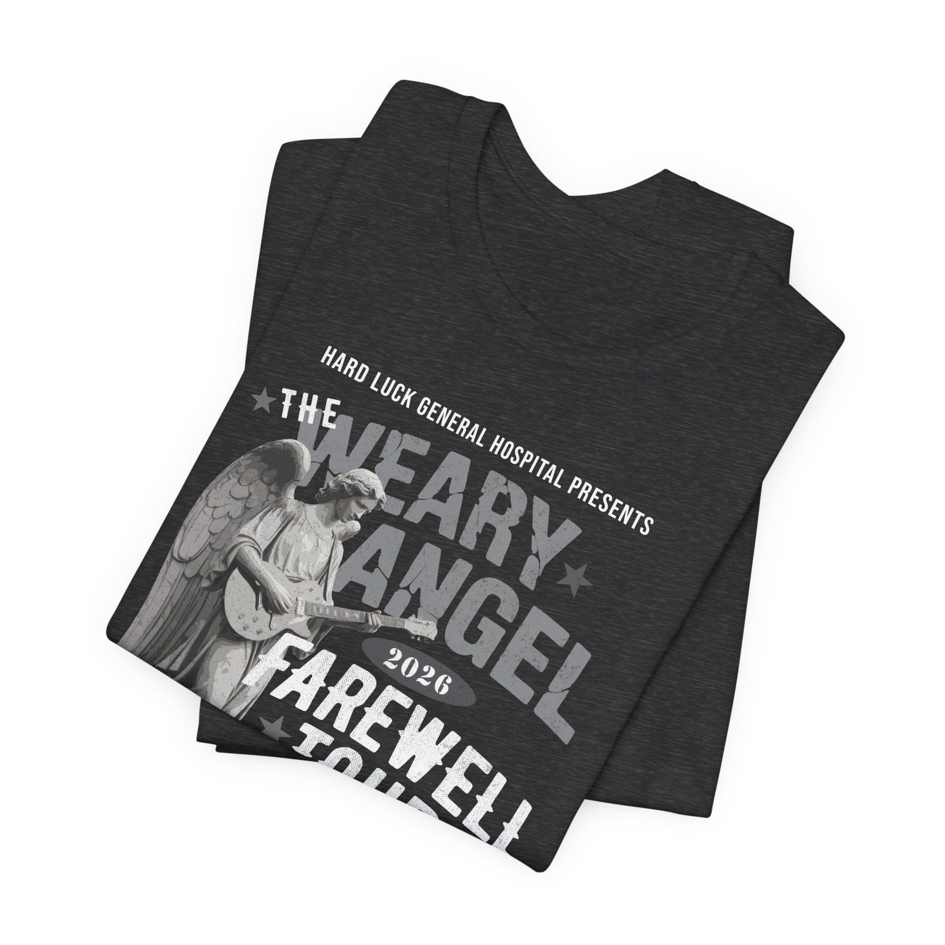 Personalized Nurse Retirement FAREWELL TOUR T-Shirt, Weary Angel Funny Rock-themed Music Fan Gift, Custom Shirt for Health Care Retiree AnywherePOD