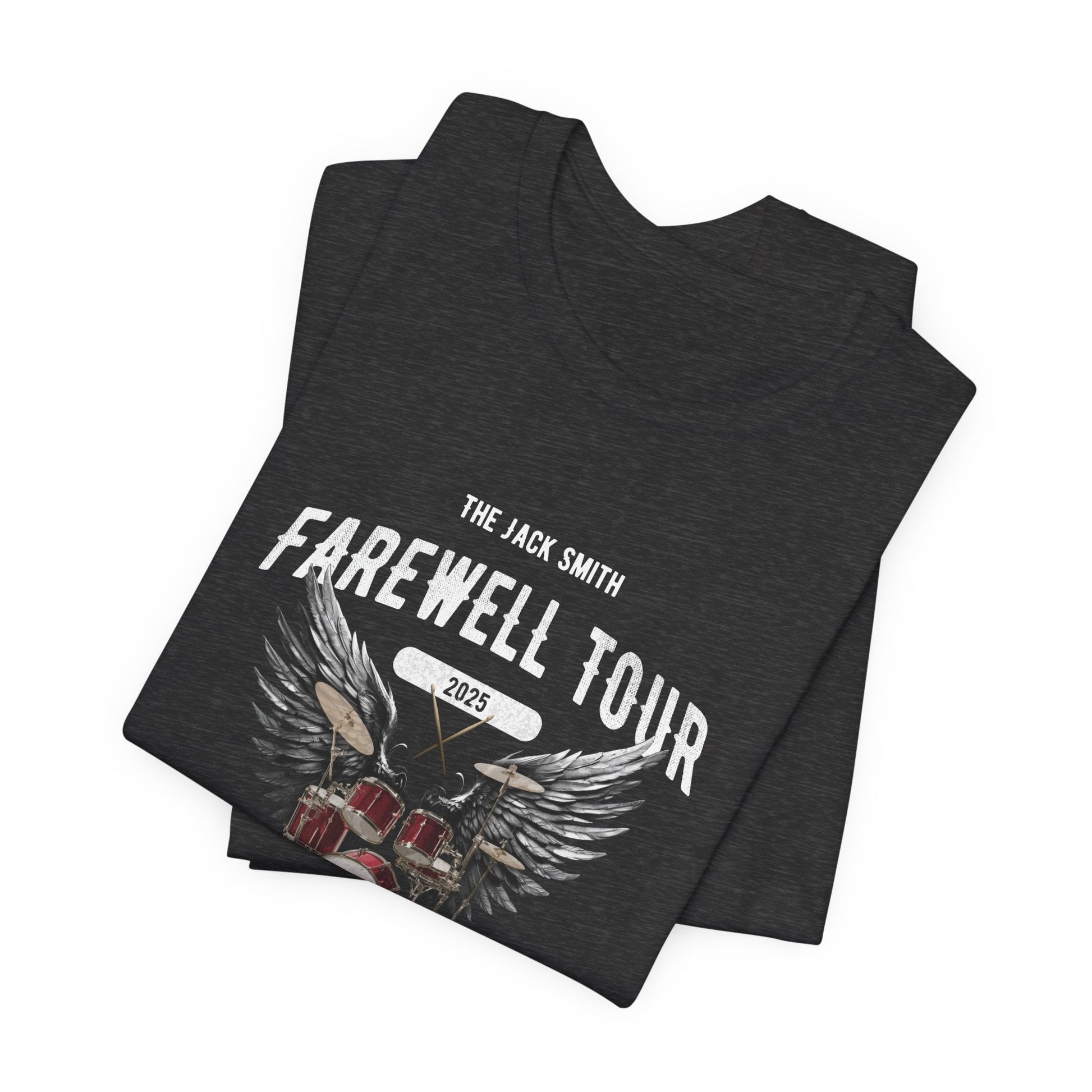 Personalized Retirement FAREWELL TOUR T-Shirt, RED Drum kit, Music Fan Gift, Funny Custom Shirt for Retiree AnywherePOD