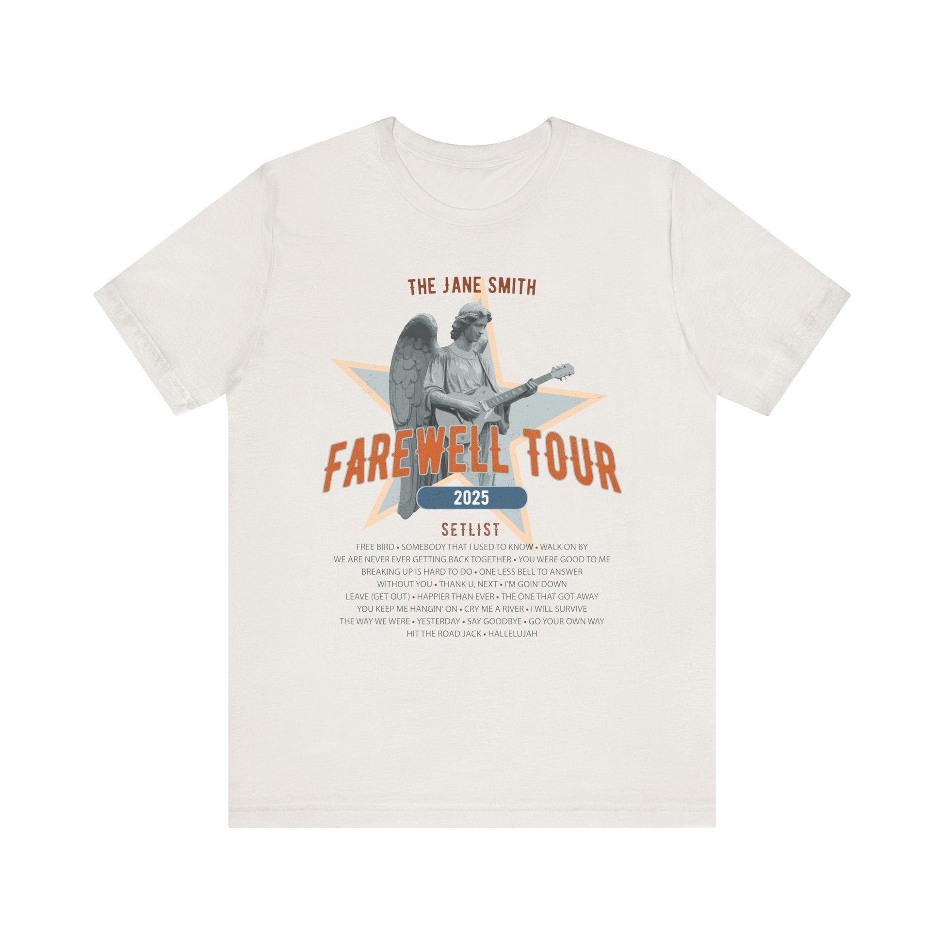 Personalized Retirement FAREWELL TOUR T-Shirt, Angel Rock Star Design Music-themed Retirement Gift for Music Fan, Custom Shirt for Retiree AnywherePOD