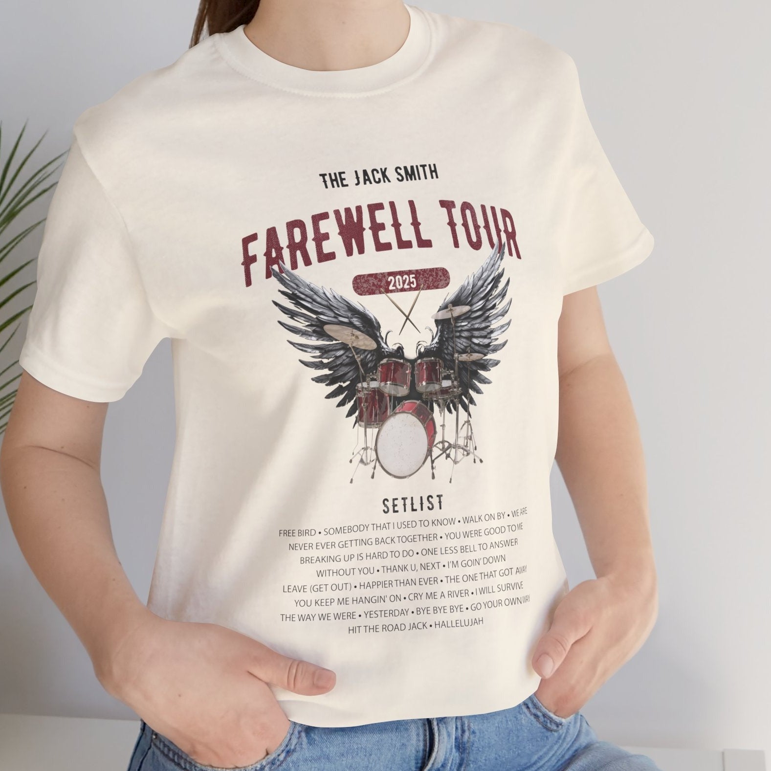 Personalized Retirement FAREWELL TOUR T-Shirt, RED Drum kit, Music Fan Gift, Funny Custom Shirt for Retiree 