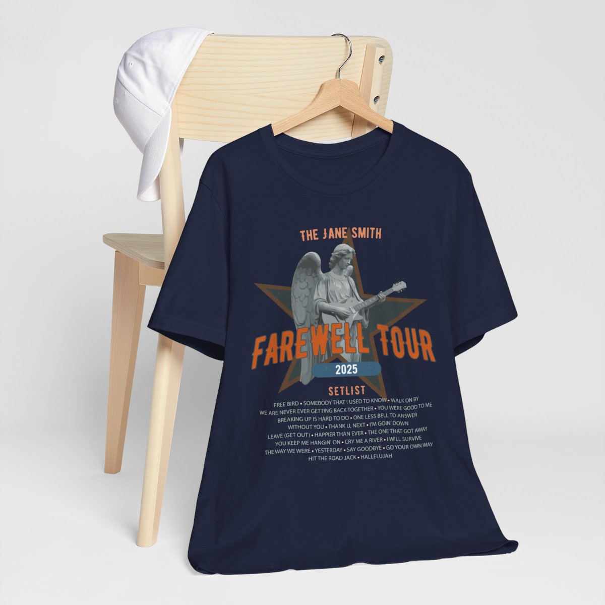Personalized Retirement FAREWELL TOUR T-Shirt, Angel Rock Star Design Music-themed Retirement Gift for Music Fan, Custom Shirt for Retiree