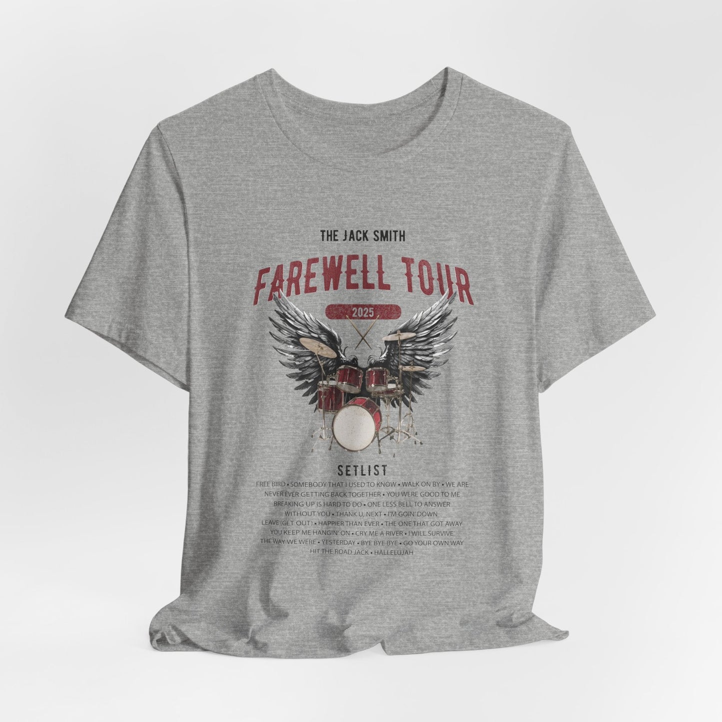 Personalized Retirement FAREWELL TOUR T-Shirt, RED Drum kit, Music Fan Gift, Funny Custom Shirt for Retiree AnywherePOD