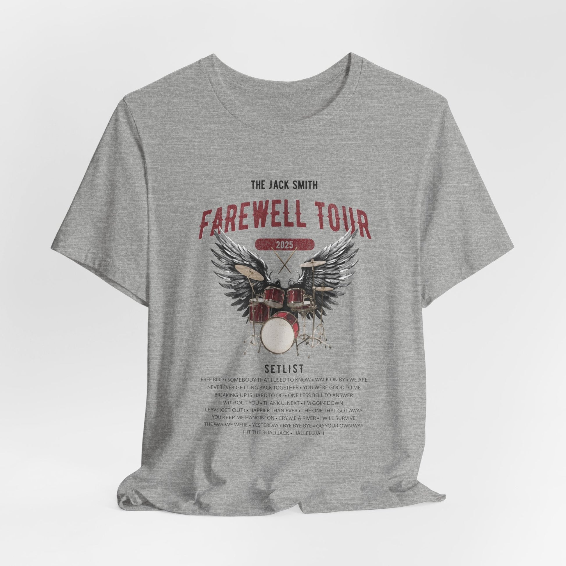 Personalized Retirement FAREWELL TOUR T-Shirt, RED Drum kit, Music Fan Gift, Funny Custom Shirt for Retiree AnywherePOD
