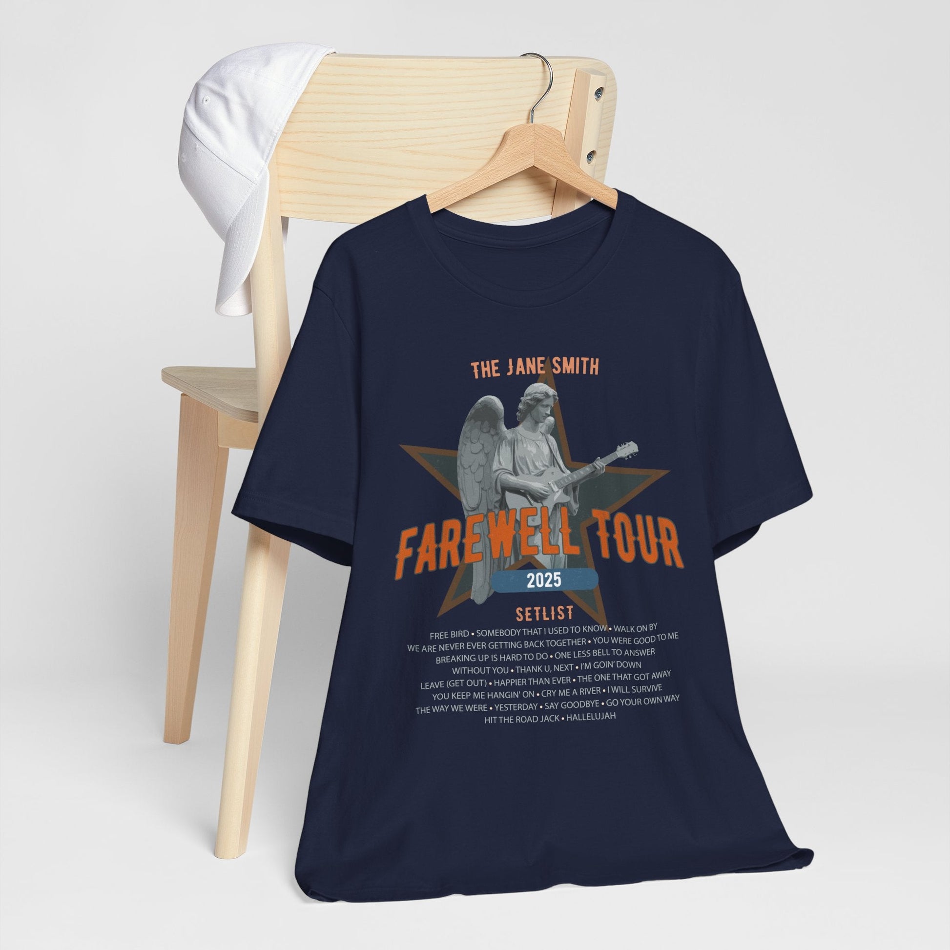 Personalized Retirement FAREWELL TOUR T-Shirt, Angel Rock Star Design Music-themed Retirement Gift for Music Fan, Custom Shirt for Retiree AnywherePOD