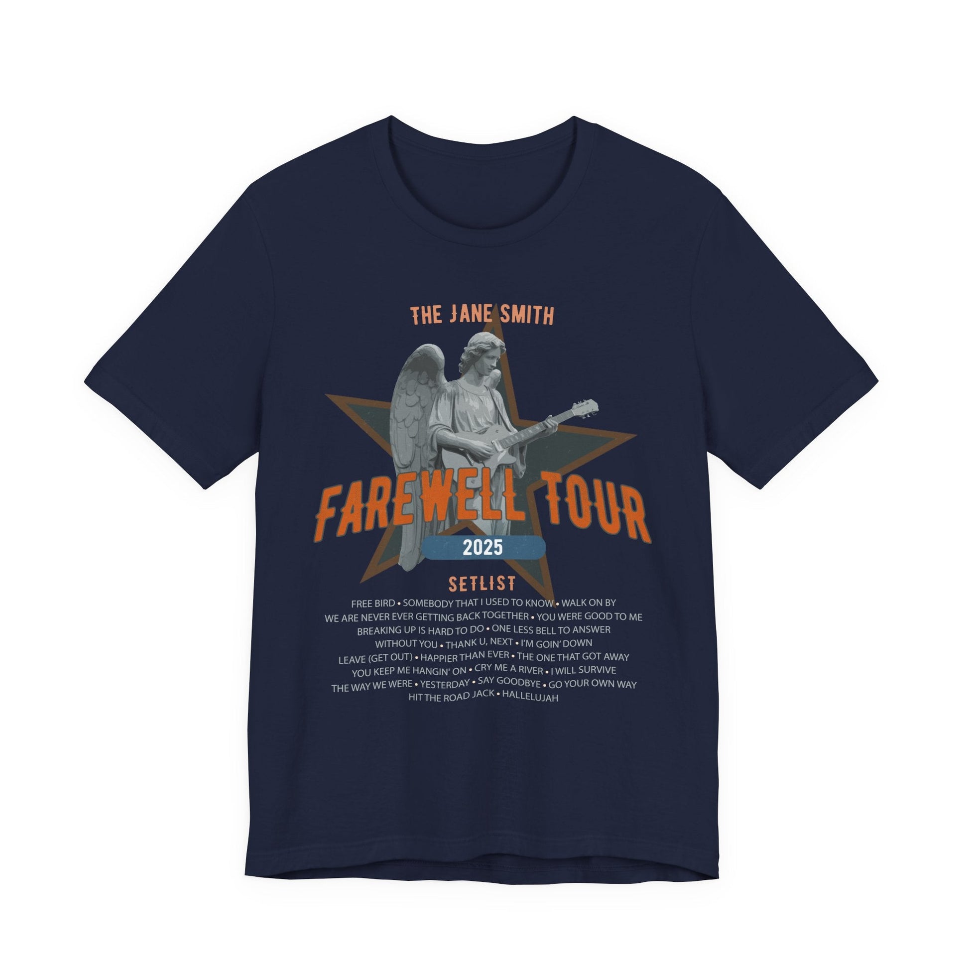 Personalized Retirement FAREWELL TOUR T-Shirt, Angel Rock Star Design Music-themed Retirement Gift for Music Fan, Custom Shirt for Retiree AnywherePOD