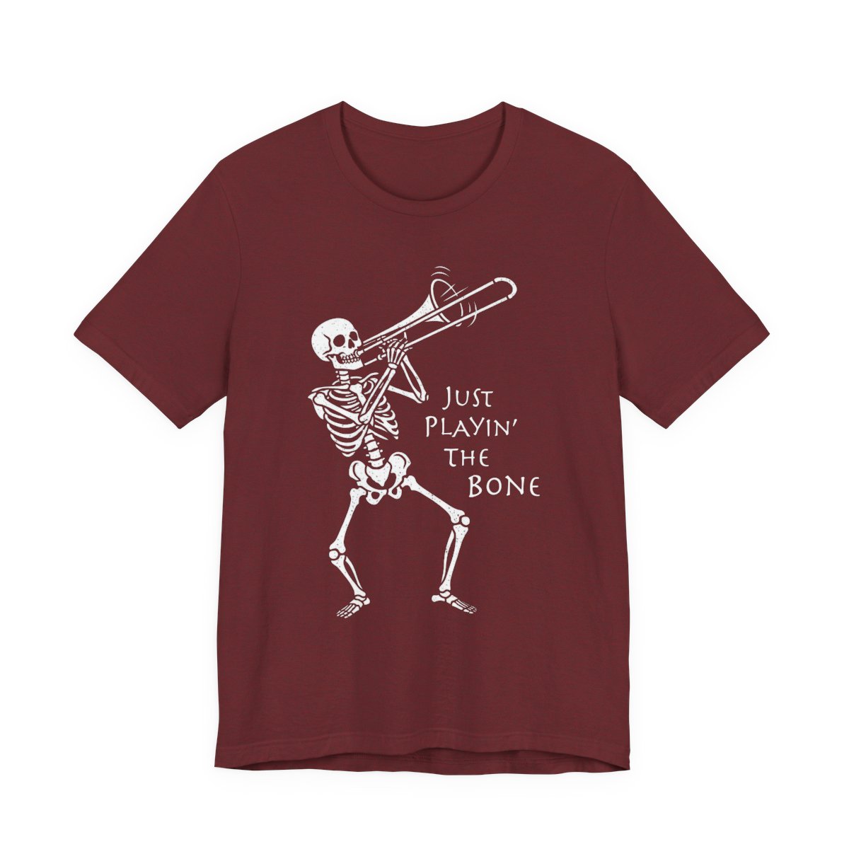 Trombone Playing Skeleton T-shirt, Music Fan Halloween Tee, Funny Jazz Trick or Treat Top