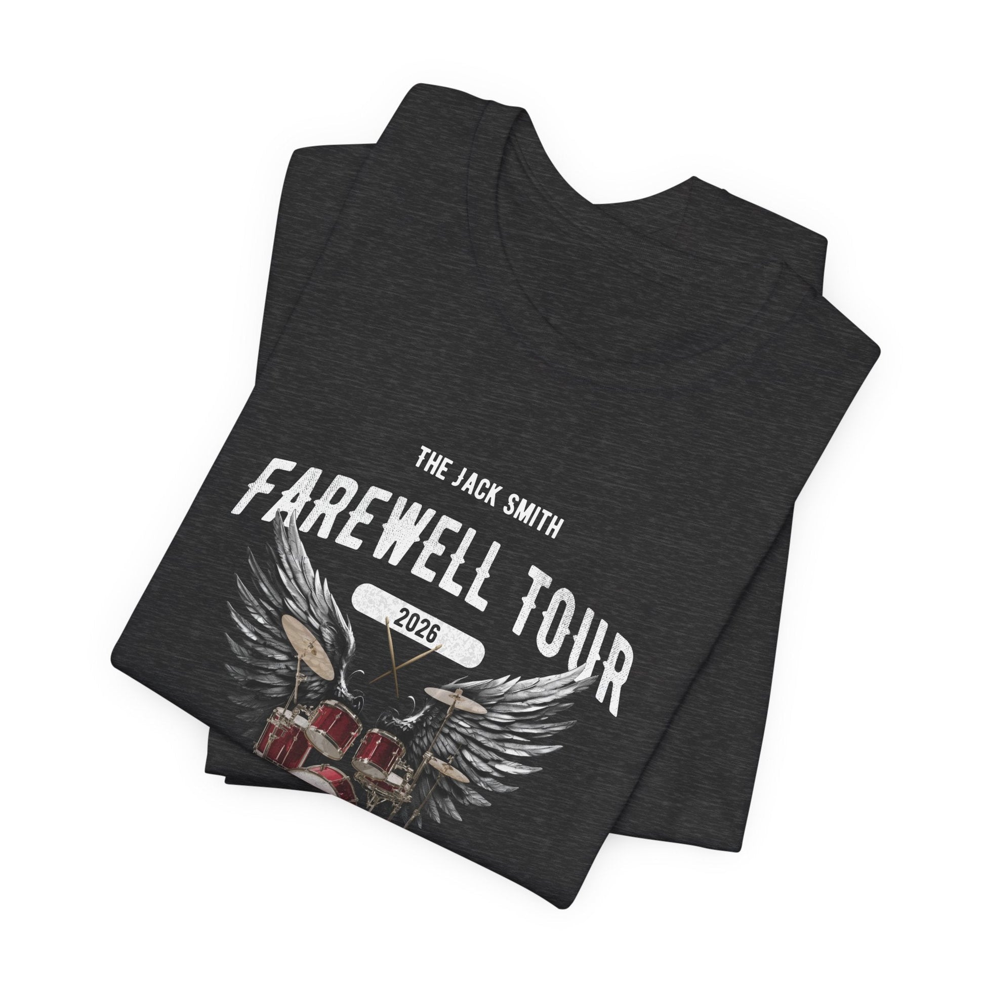 Personalized Retirement FAREWELL TOUR T-Shirt, RED Drum kit, Music Fan Gift, Funny Custom Shirt for Retiree AnywherePOD