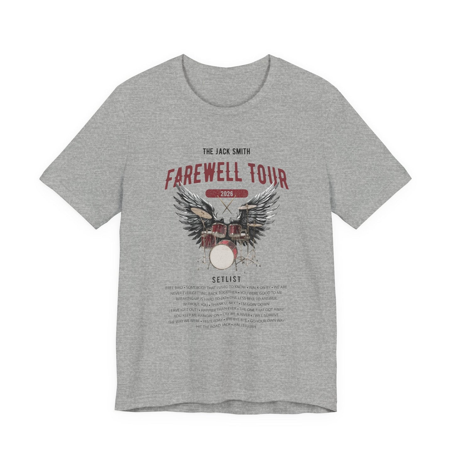 Personalized Retirement FAREWELL TOUR T-Shirt, RED Drum kit, Music Fan Gift, Funny Custom Shirt for Retiree AnywherePOD