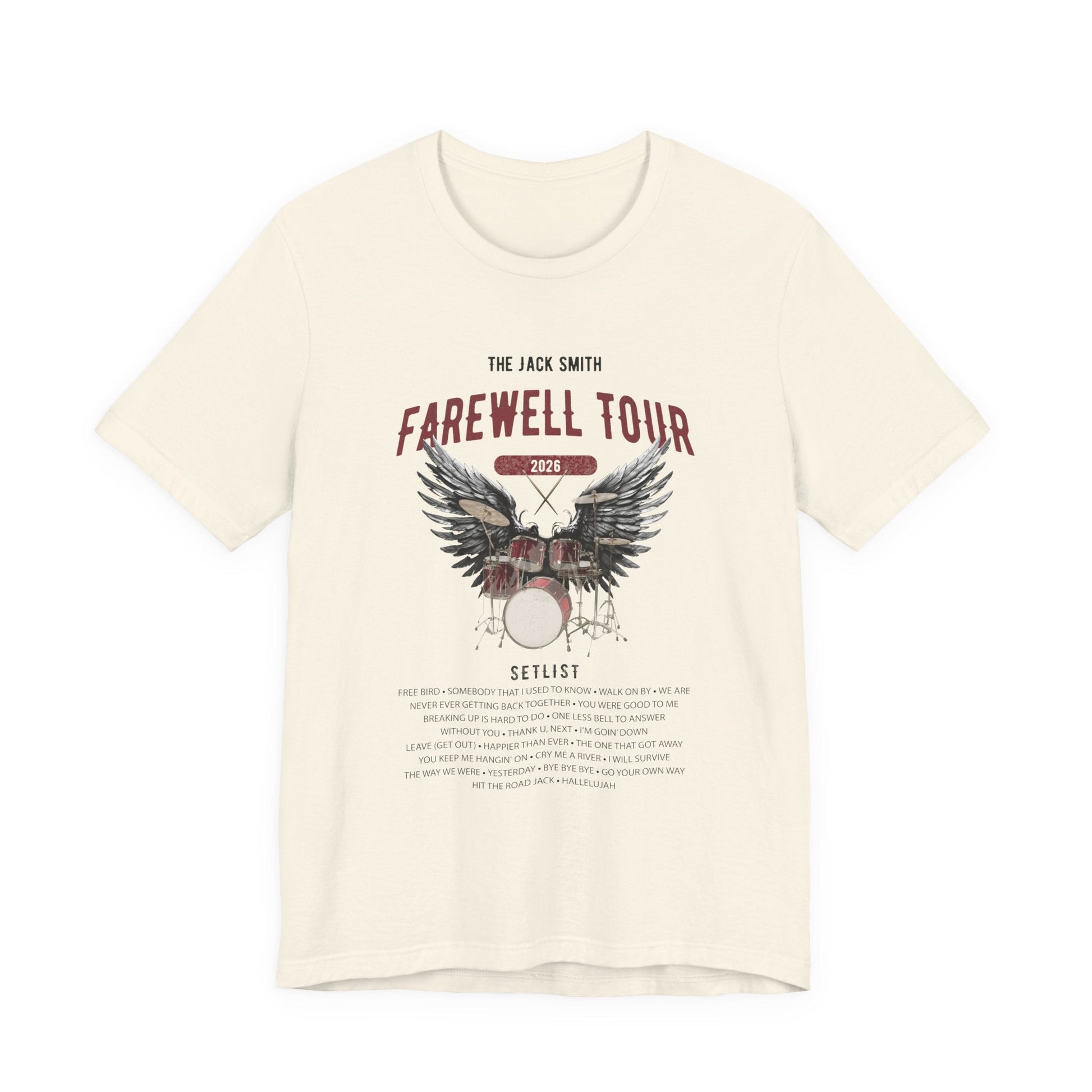 Personalized Retirement FAREWELL TOUR T-Shirt, RED Drum kit, Music Fan Gift, Funny Custom Shirt for Retiree AnywherePOD