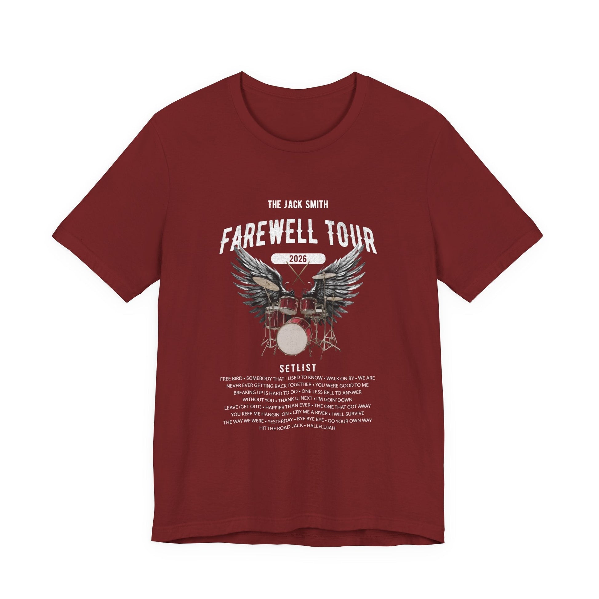 Personalized Retirement FAREWELL TOUR T-Shirt, RED Drum kit, Music Fan Gift, Funny Custom Shirt for Retiree AnywherePOD