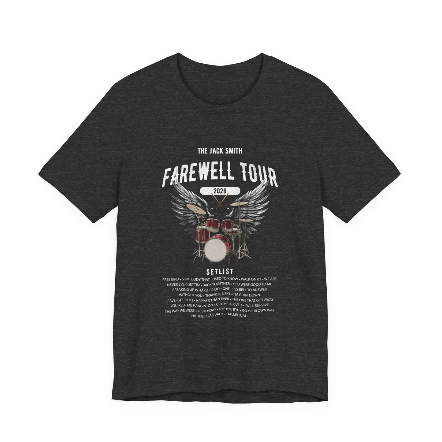 Personalized Retirement FAREWELL TOUR T-Shirt, RED Drum kit, Music Fan Gift, Funny Custom Shirt for Retiree AnywherePOD