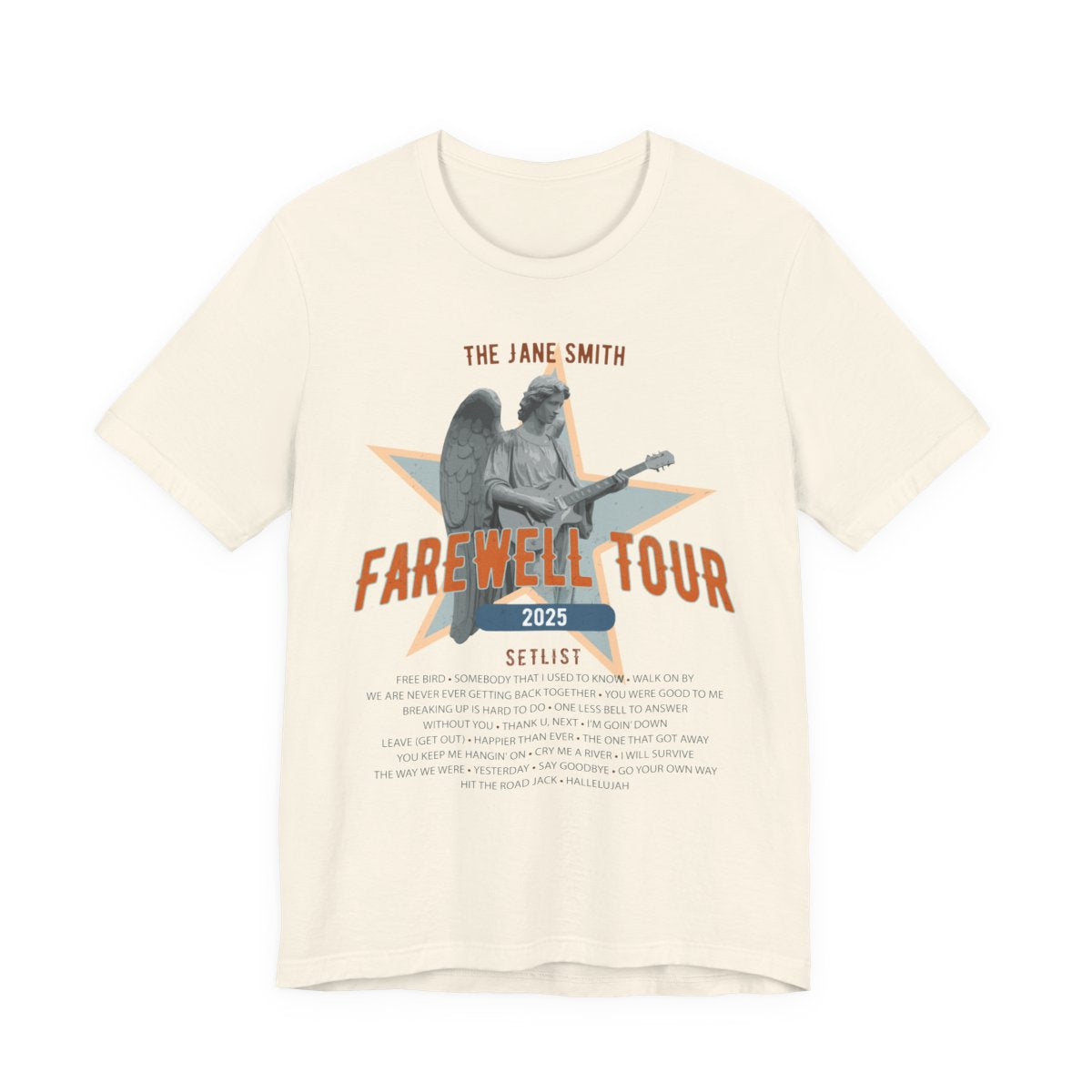 Personalized Retirement FAREWELL TOUR T-Shirt, Angel Rock Star Design Music-themed Retirement Gift for Music Fan, Custom Shirt for Retiree