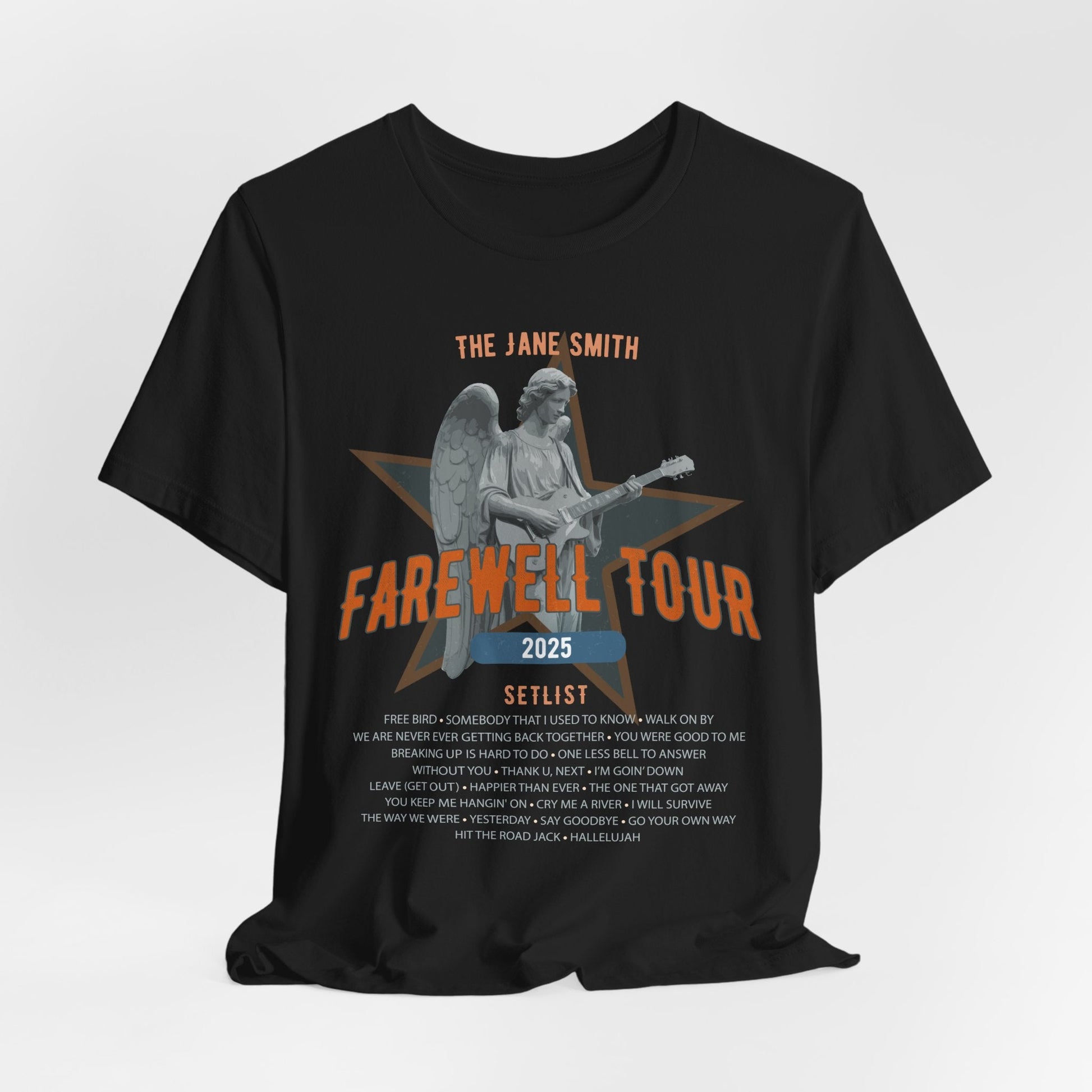 Personalized Retirement FAREWELL TOUR T-Shirt, Angel Rock Star Design Music-themed Retirement Gift for Music Fan, Custom Shirt for Retiree AnywherePOD
