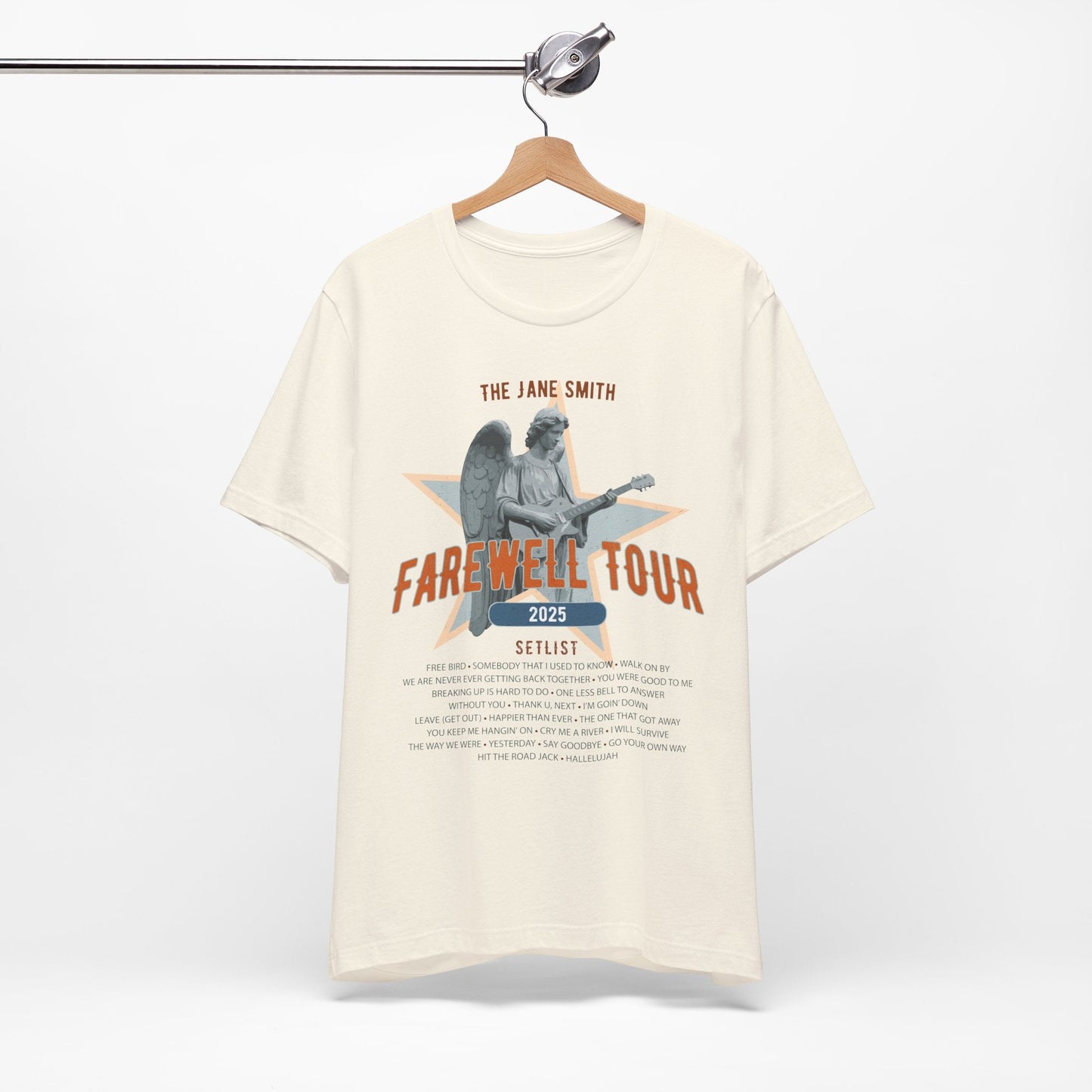 Personalized Retirement FAREWELL TOUR T-Shirt, Angel Rock Star Design Music-themed Retirement Gift for Music Fan, Custom Shirt for Retiree AnywherePOD